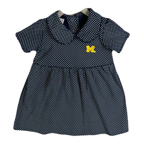 Two Feet Ahead Other - TWO FEET AHEAD Michigan Wolverines Toddler Girls Navy Polka Dot Dress 3T